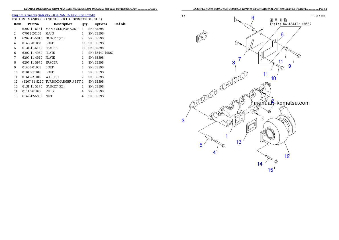 Protected: SA6D95L-1C-L S/N 35398-UP Partsbook