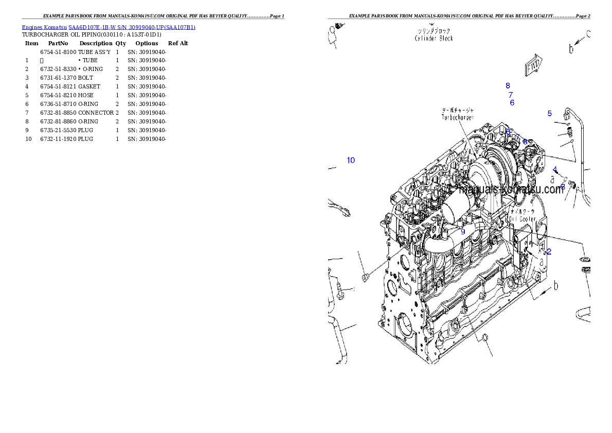 Protected: SAA6D107E-1B-W S/N 30919040-UP Partsbook
