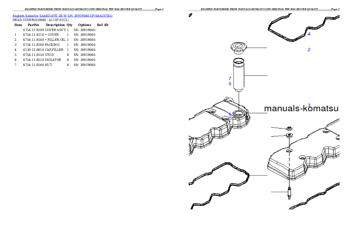 Protected: SAA6D107E-1B-W S/N 30919040-UP Partsbook
