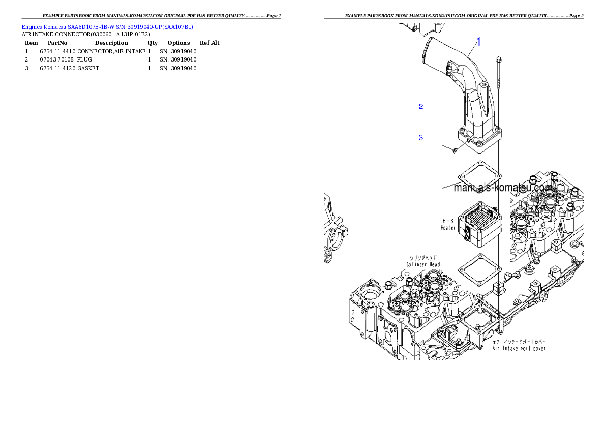 Protected: SAA6D107E-1B-W S/N 30919040-UP Partsbook