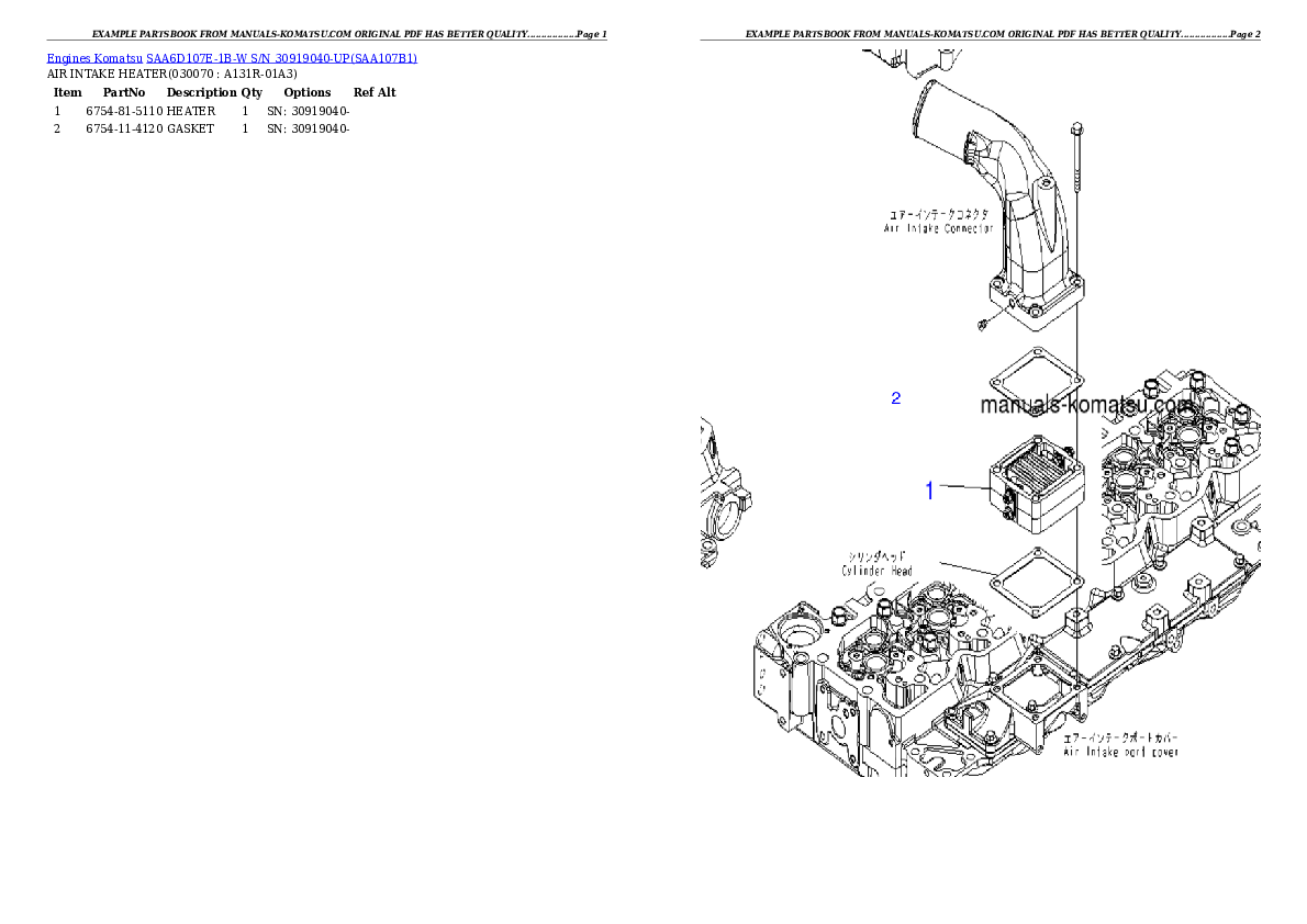 Protected: SAA6D107E-1B-W S/N 30919040-UP Partsbook