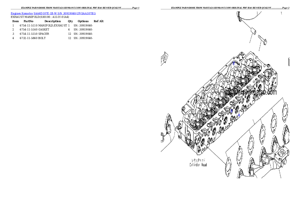 Protected: SAA6D107E-1B-W S/N 30919040-UP Partsbook