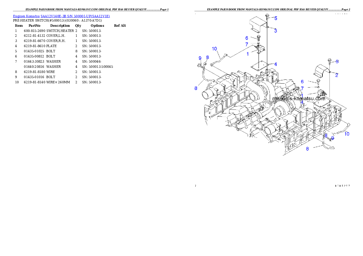 Protected: SAA12V140E-3B S/N 500001-UP Partsbook