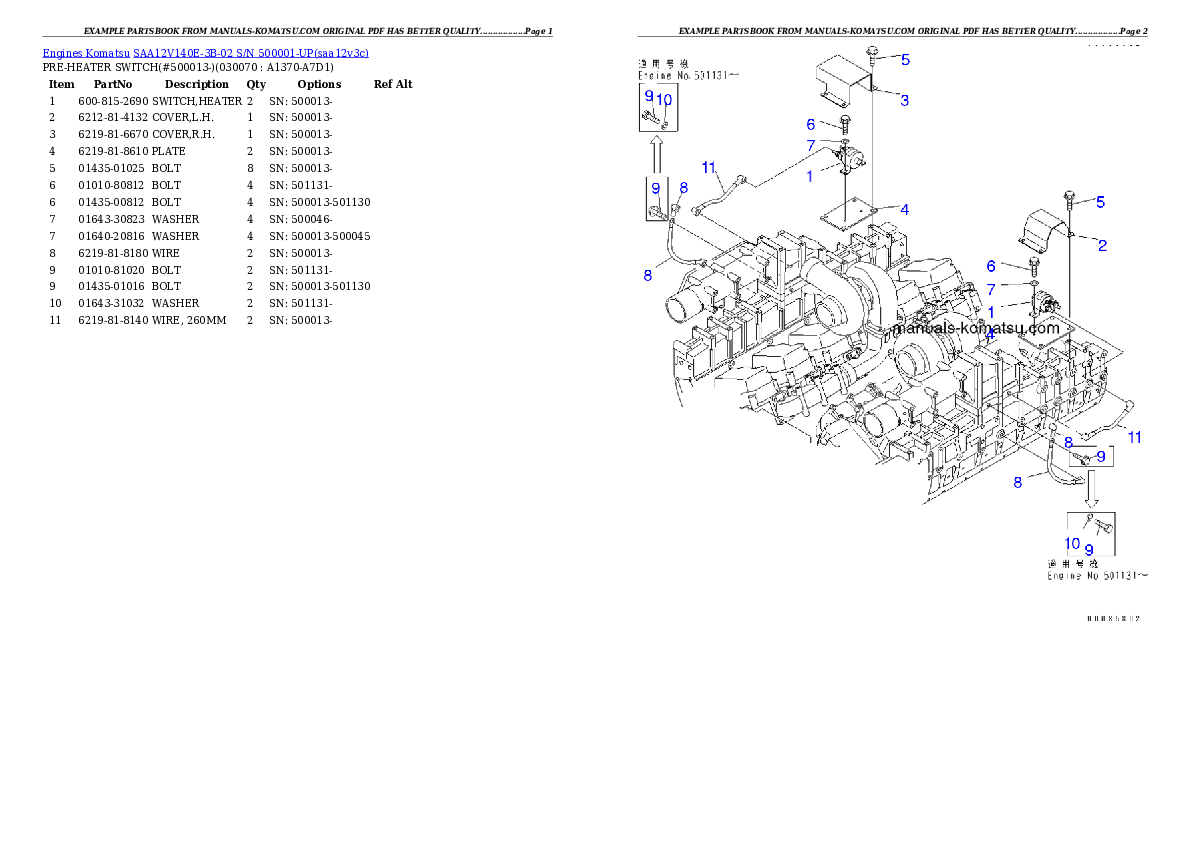 Protected: SAA12V140E-3B-02 S/N 500001-UP Partsbook
