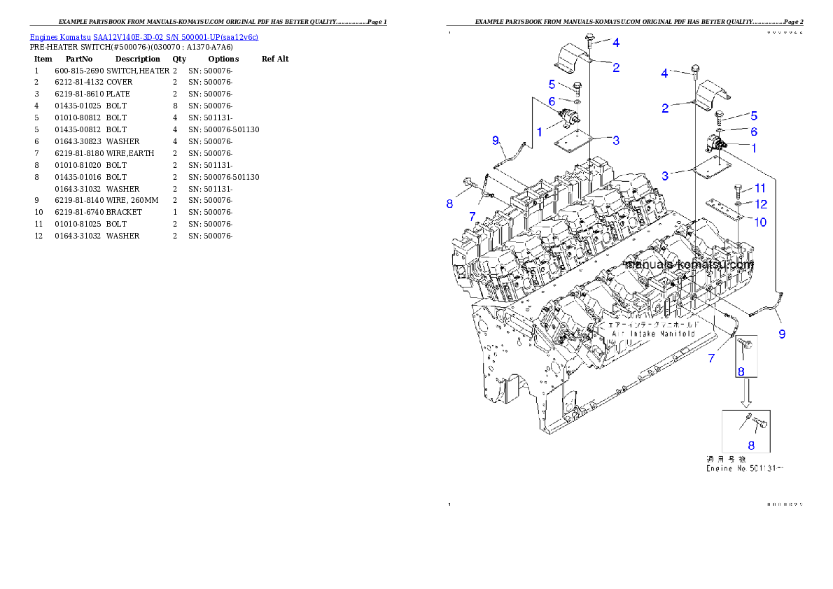 Protected: SAA12V140E-3D-02 S/N 500001-UP Partsbook