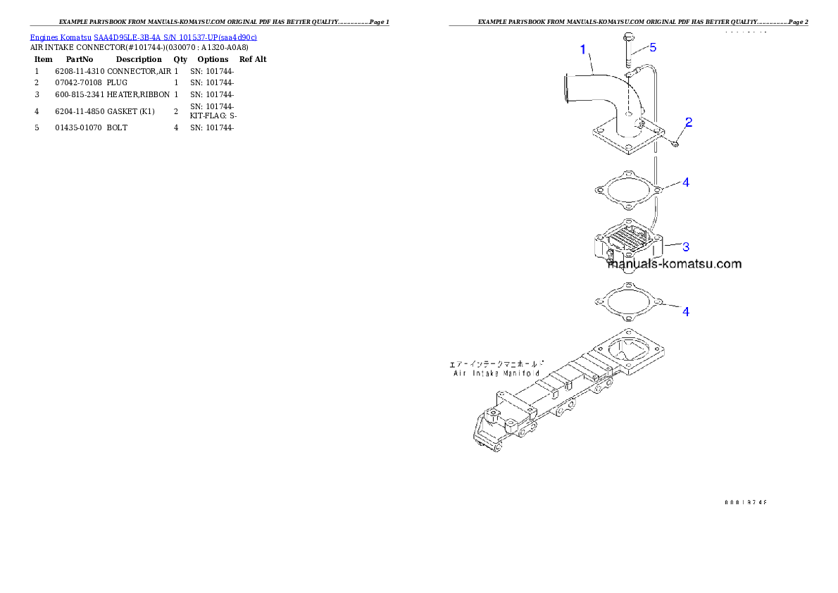 Protected: SAA4D95LE-3B-4A S/N 101537-UP Partsbook