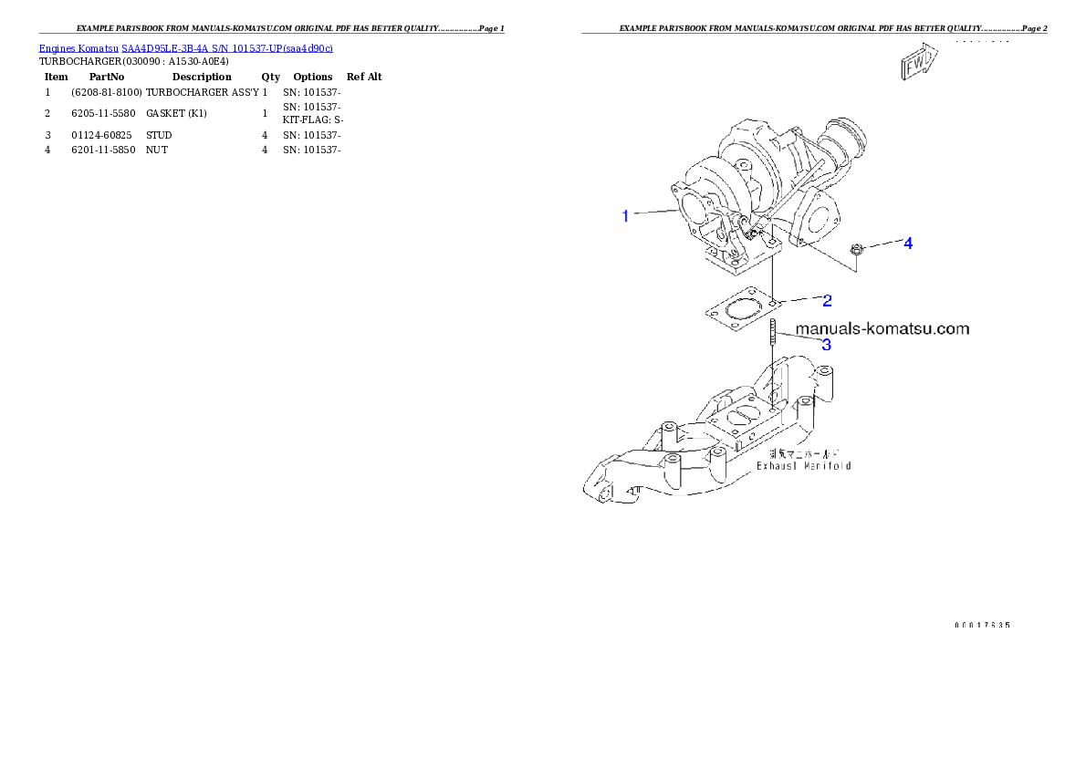 Protected: SAA4D95LE-3B-4A S/N 101537-UP Partsbook