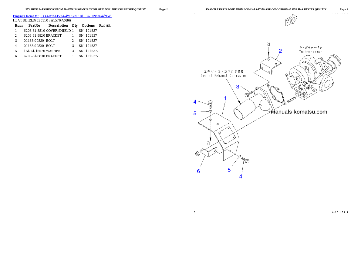 Protected: SAA4D95LE-3A-4W S/N 101537-UP Partsbook