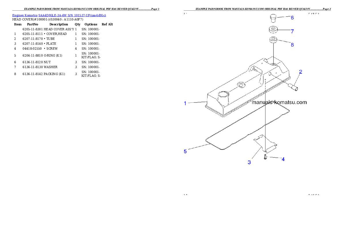 Protected: SAA4D95LE-3A-4W S/N 101537-UP Partsbook