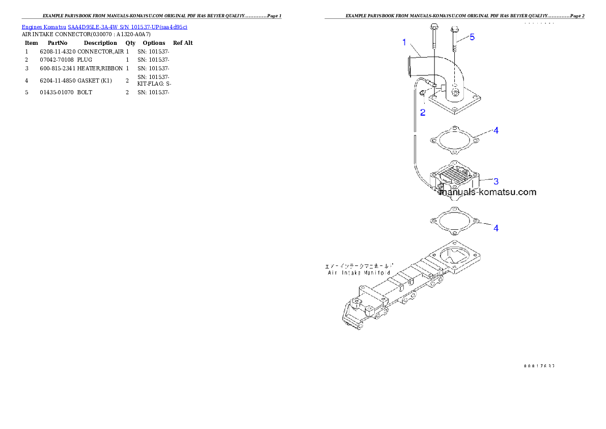 Protected: SAA4D95LE-3A-4W S/N 101537-UP Partsbook