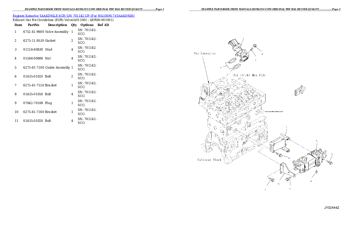 Protected: SAA4D95LE-6CH S/N 701142-UP (For WA100M-7) Partsbook