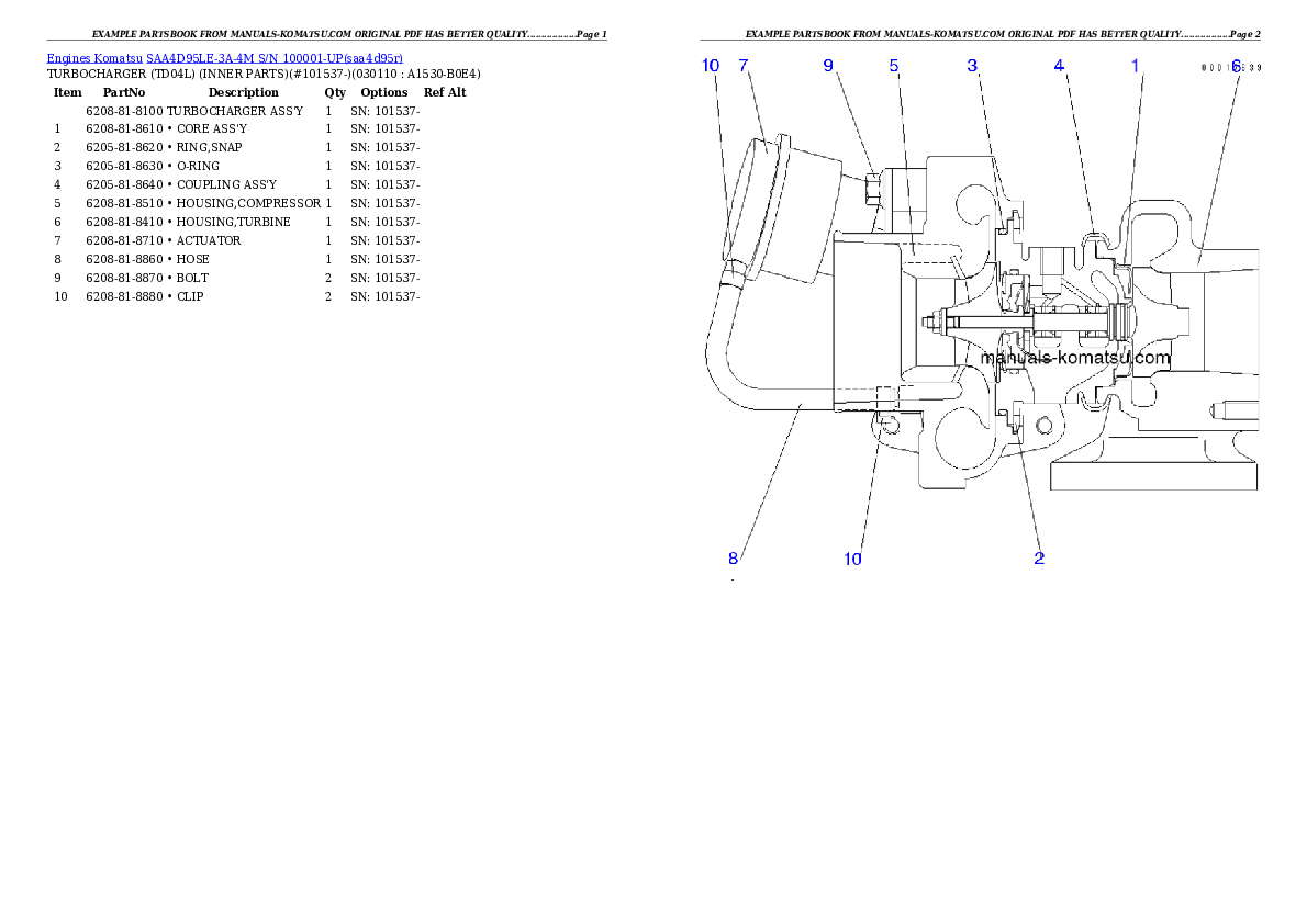 Protected: SAA4D95LE-3A-4M S/N 100001-UP Partsbook