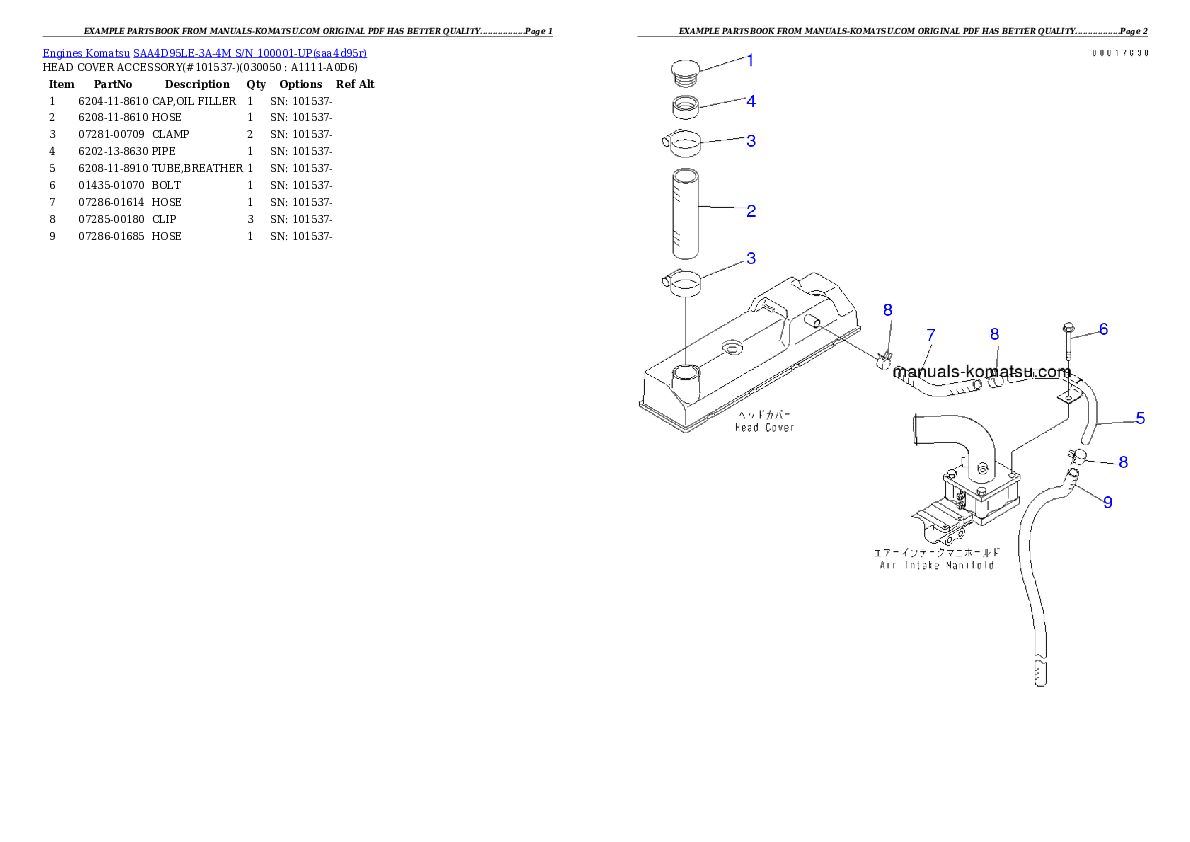 Protected: SAA4D95LE-3A-4M S/N 100001-UP Partsbook