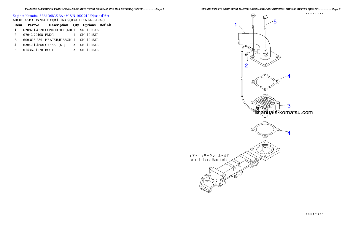 Protected: SAA4D95LE-3A-4M S/N 100001-UP Partsbook