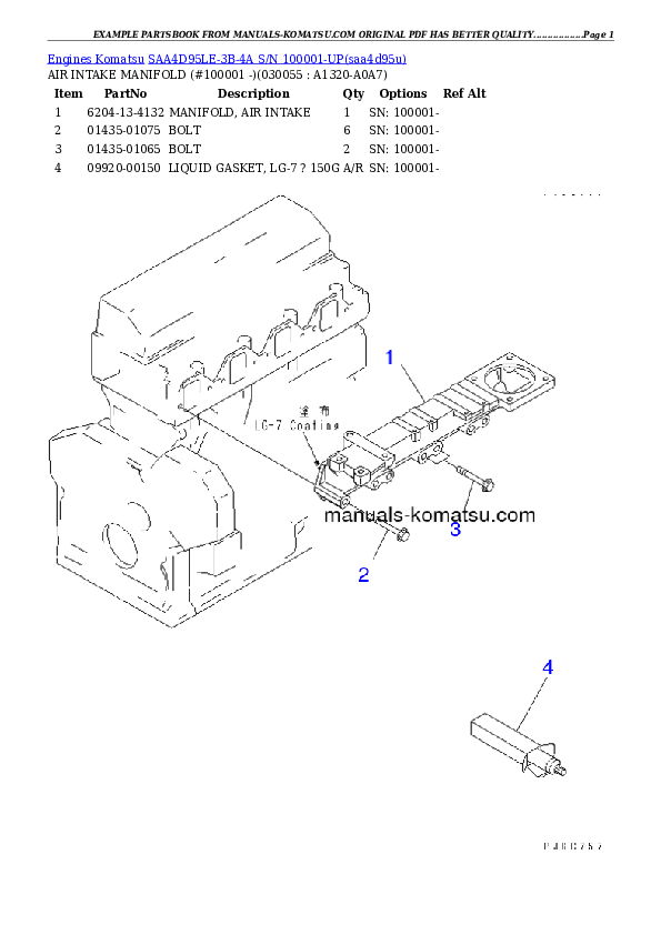 Protected: SAA4D95LE-3B-4A S/N 100001-UP Partsbook