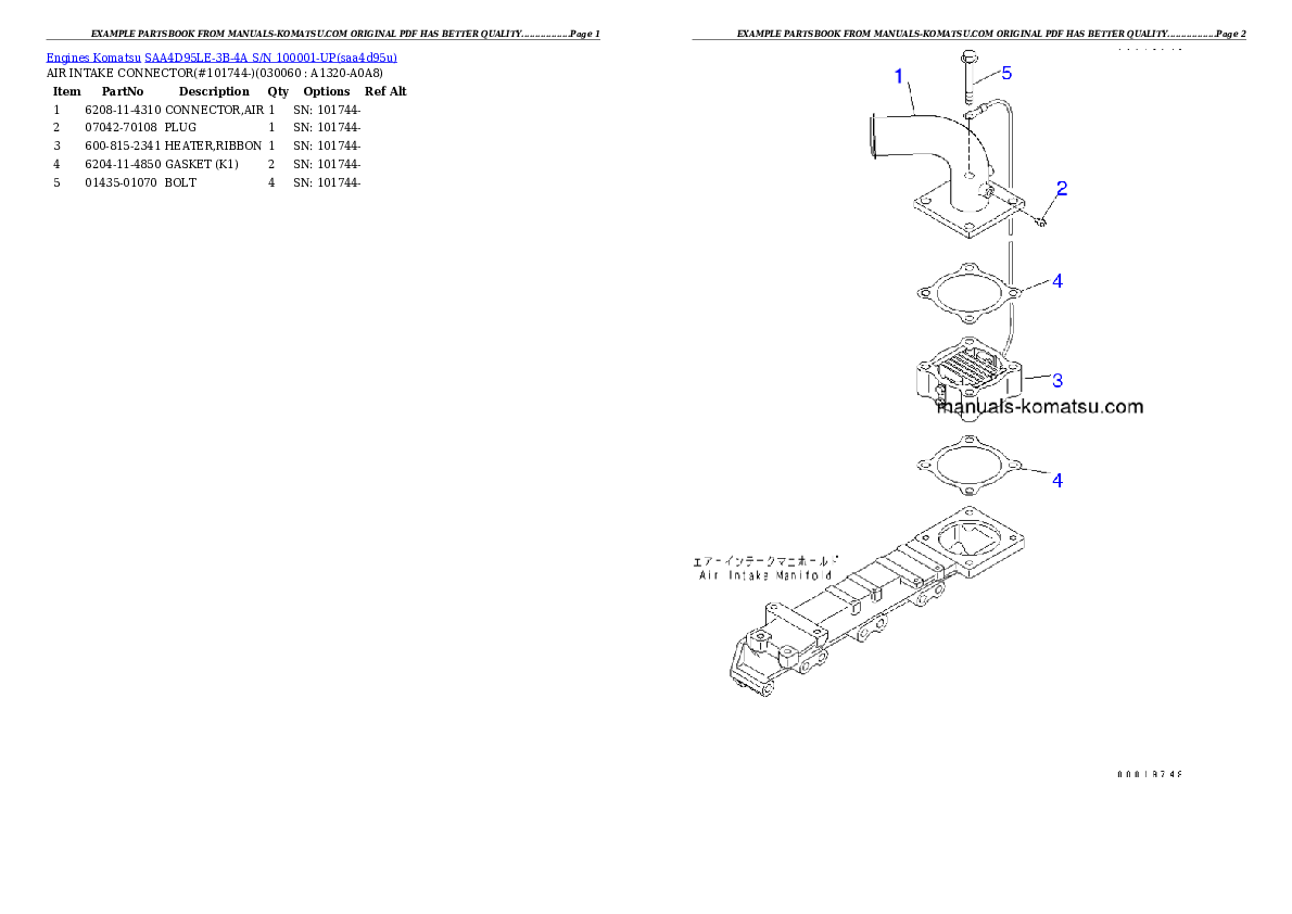 Protected: SAA4D95LE-3B-4A S/N 100001-UP Partsbook