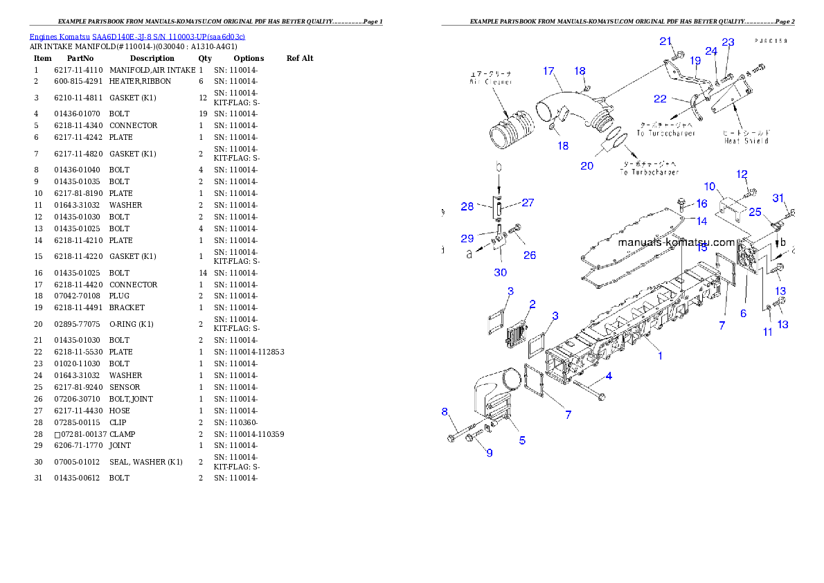 Protected: SAA6D140E-3J-8 S/N 110003-UP Partsbook