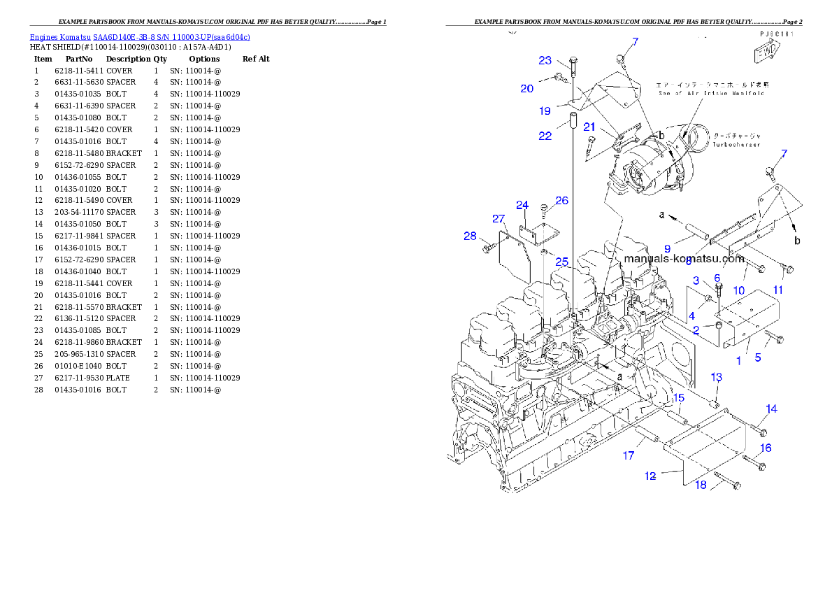 Protected: SAA6D140E-3B-8 S/N 110003-UP Partsbook
