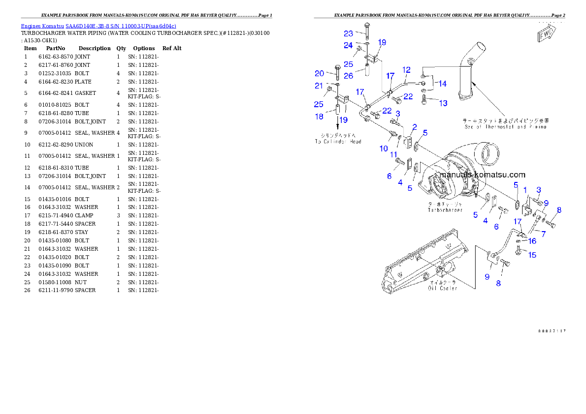 Protected: SAA6D140E-3B-8 S/N 110003-UP Partsbook