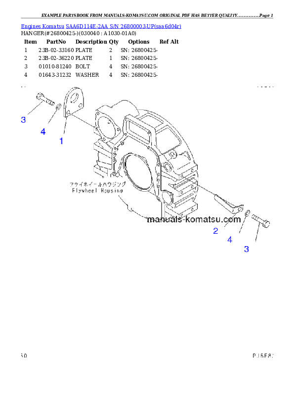 Protected: SAA6D114E-2AA S/N 26800003-UP Partsbook