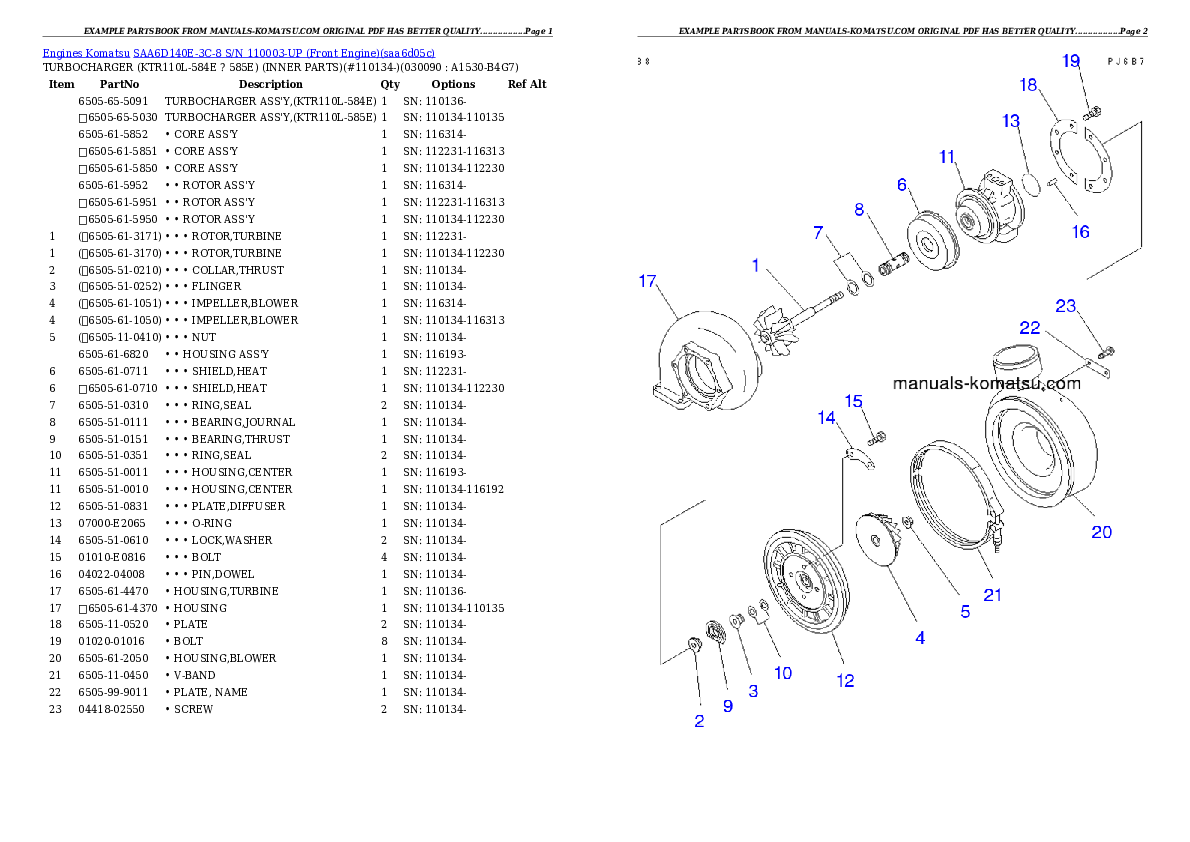 Protected: SAA6D140E-3C-8 S/N 110003-UP (Front Engine) Partsbook
