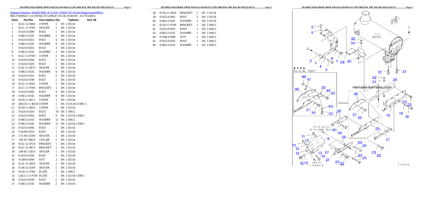 Protected: SAA6D140E-3C-8 S/N 110003-UP (Front Engine) Partsbook