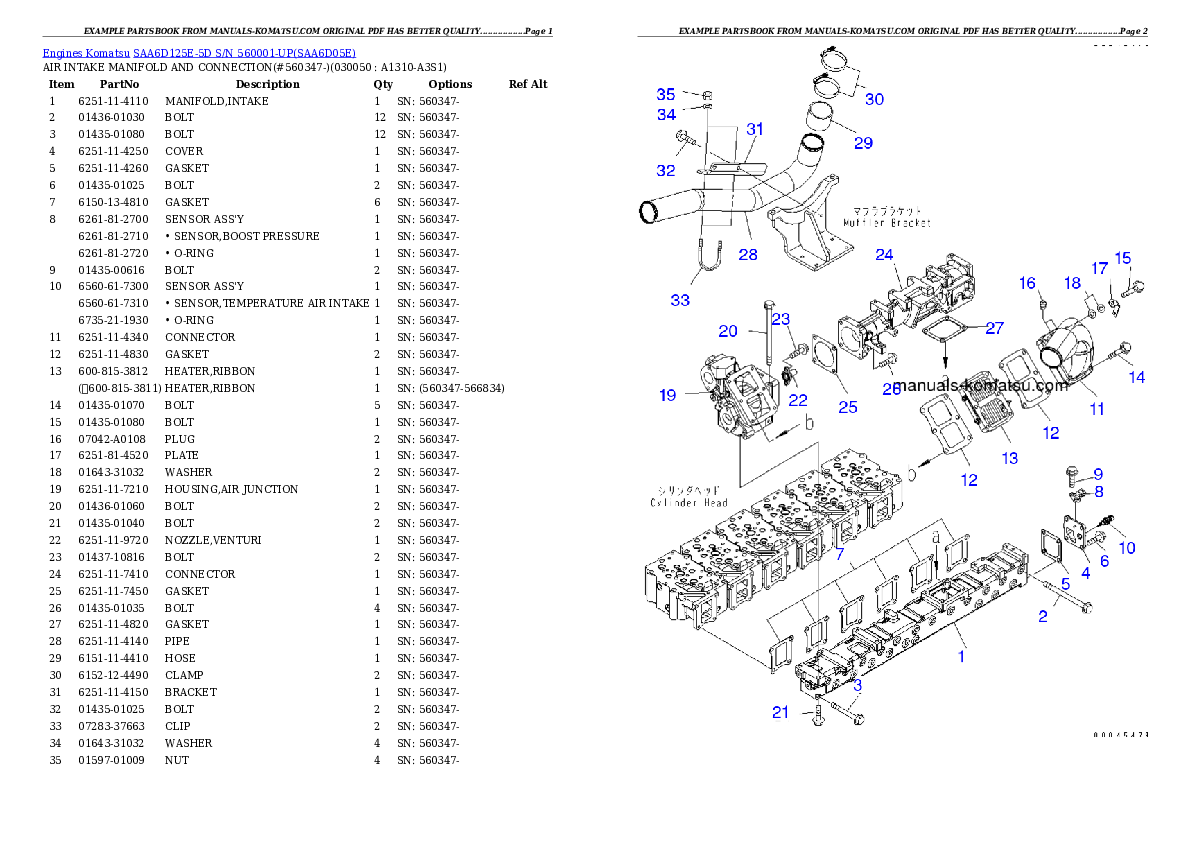 Protected: SAA6D125E-5D S/N 560001-UP Partsbook