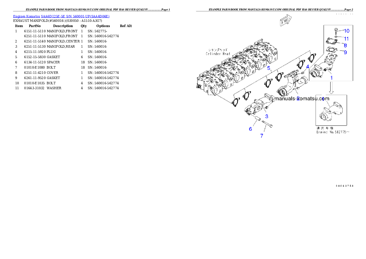 Protected: SAA6D125E-5E S/N 560001-UP Partsbook