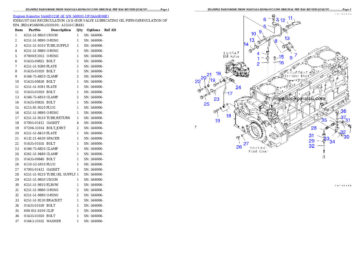 Protected: SAA6D125E-5E S/N 560001-UP Partsbook