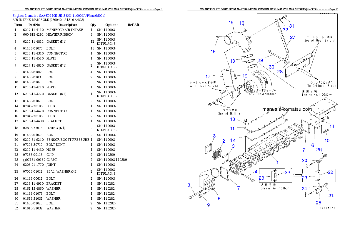 Protected: SAA6D140E-3E-8 S/N 110003-UP Partsbook