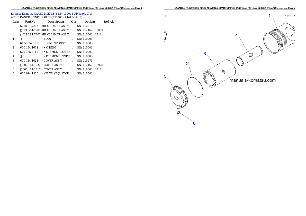Protected: SAA6D140E-3E-8 S/N 110003-UP Partsbook