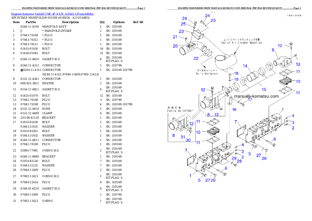 Protected: SAA6D170E-3F-8 S/N 310001-UP Partsbook