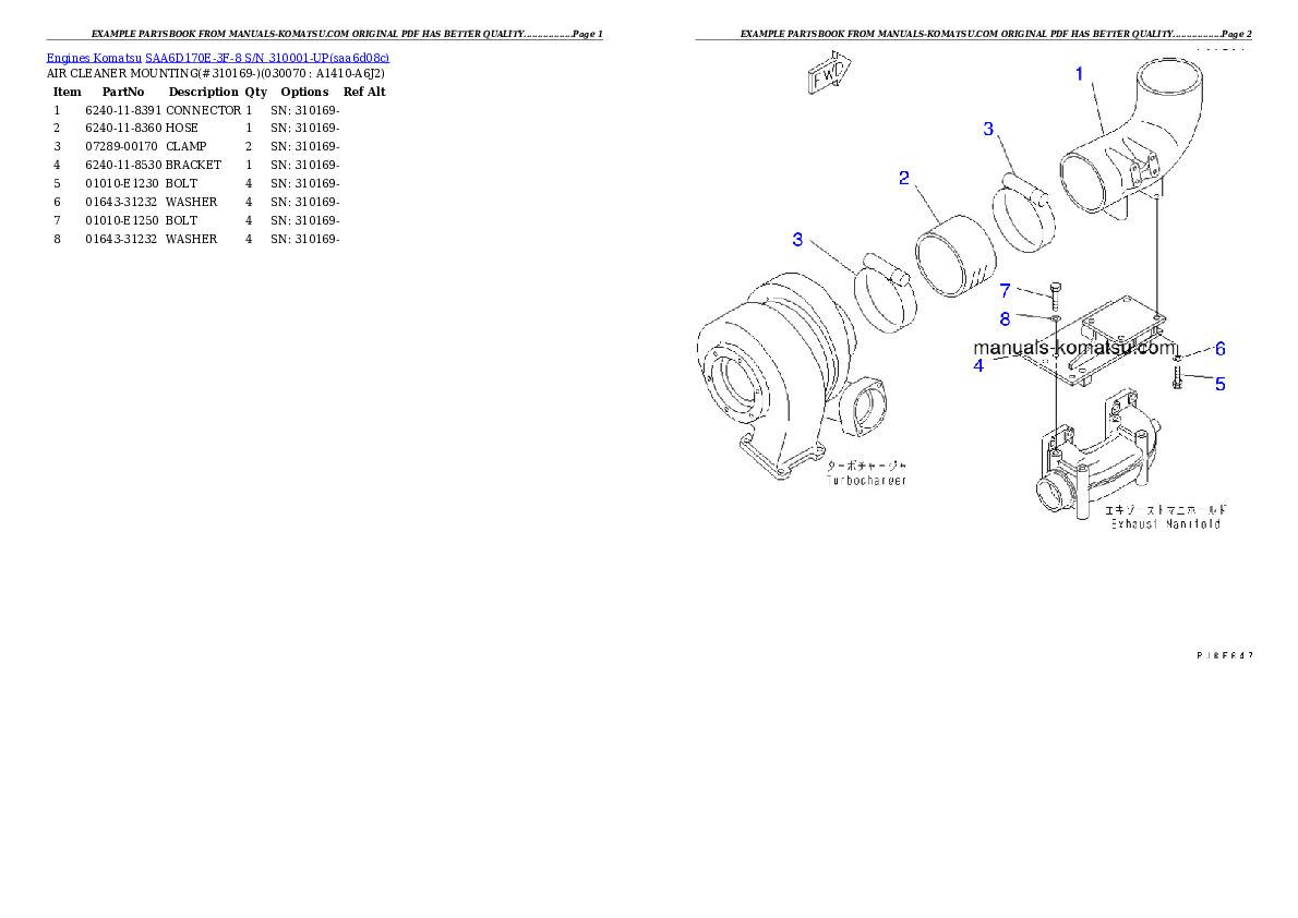 Protected: SAA6D170E-3F-8 S/N 310001-UP Partsbook