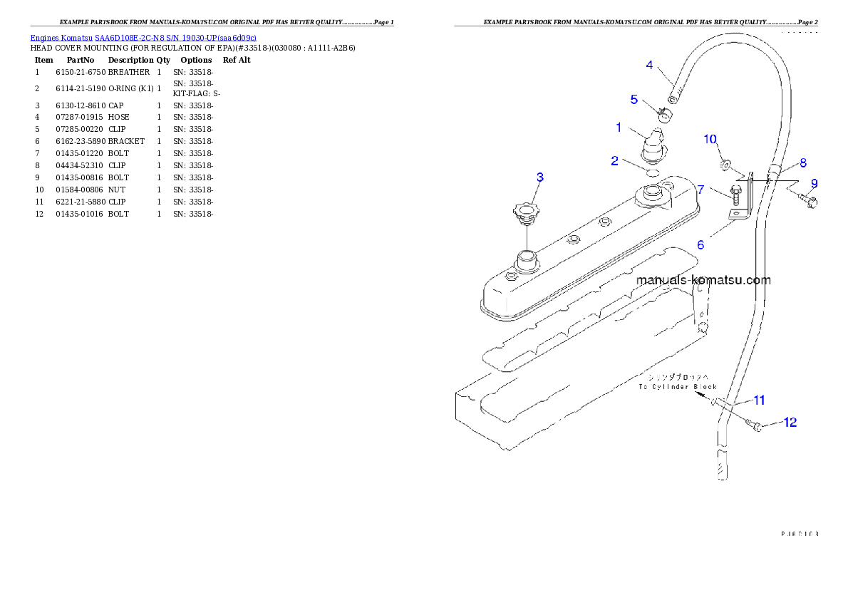 Protected: SAA6D108E-2C-N8 S/N 19030-UP Partsbook