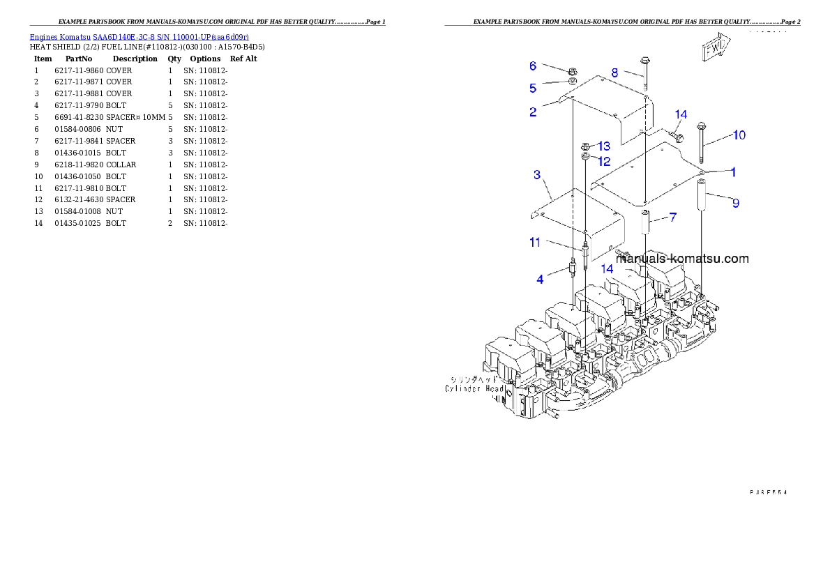 Protected: SAA6D140E-3C-8 S/N 110001-UP Partsbook