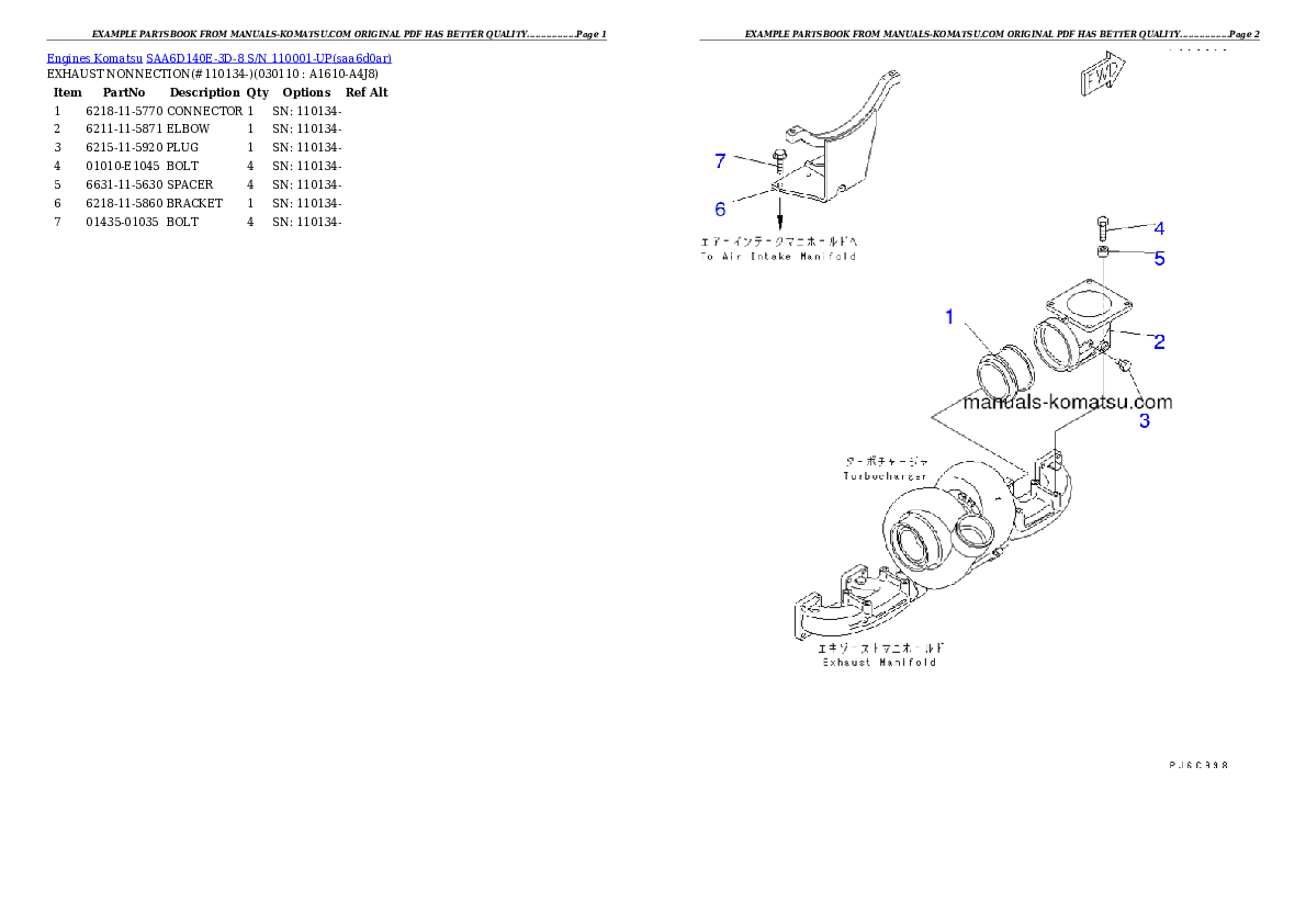 Protected: SAA6D140E-3D-8 S/N 110001-UP Partsbook