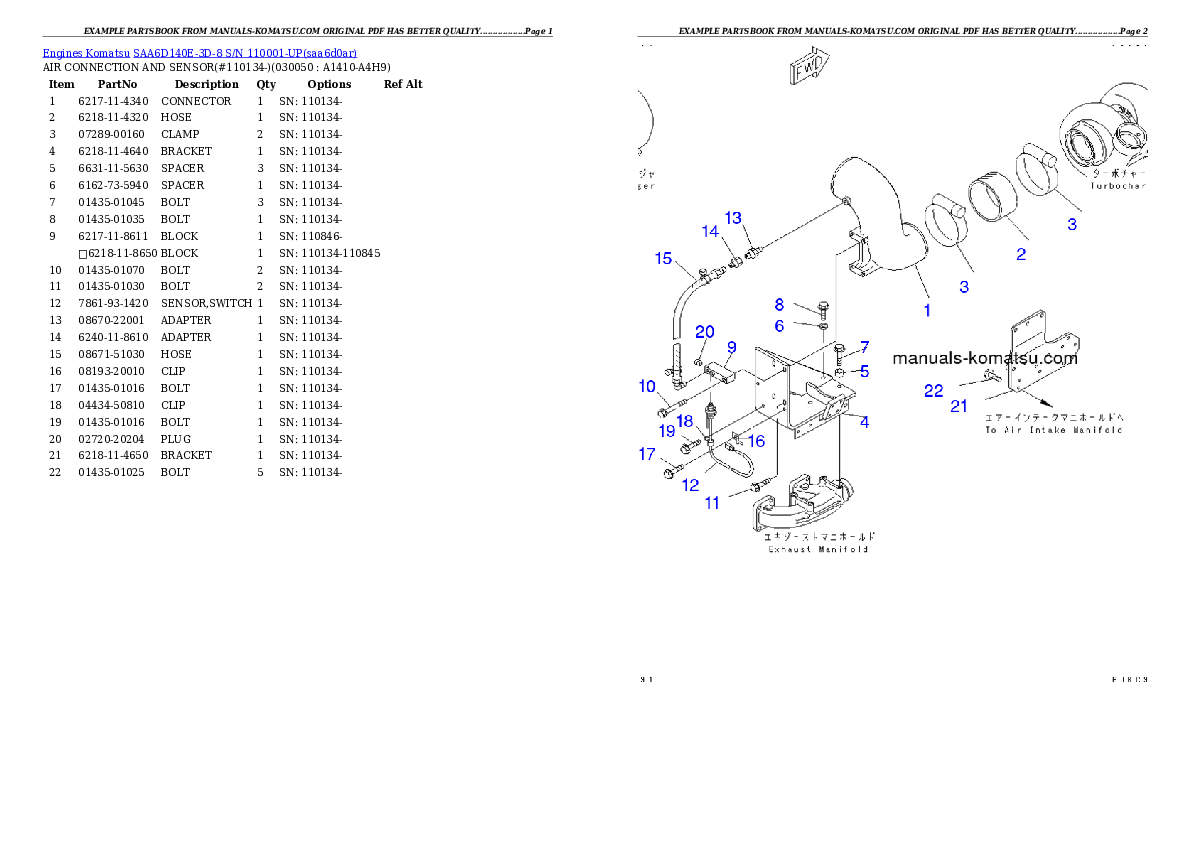 Protected: SAA6D140E-3D-8 S/N 110001-UP Partsbook