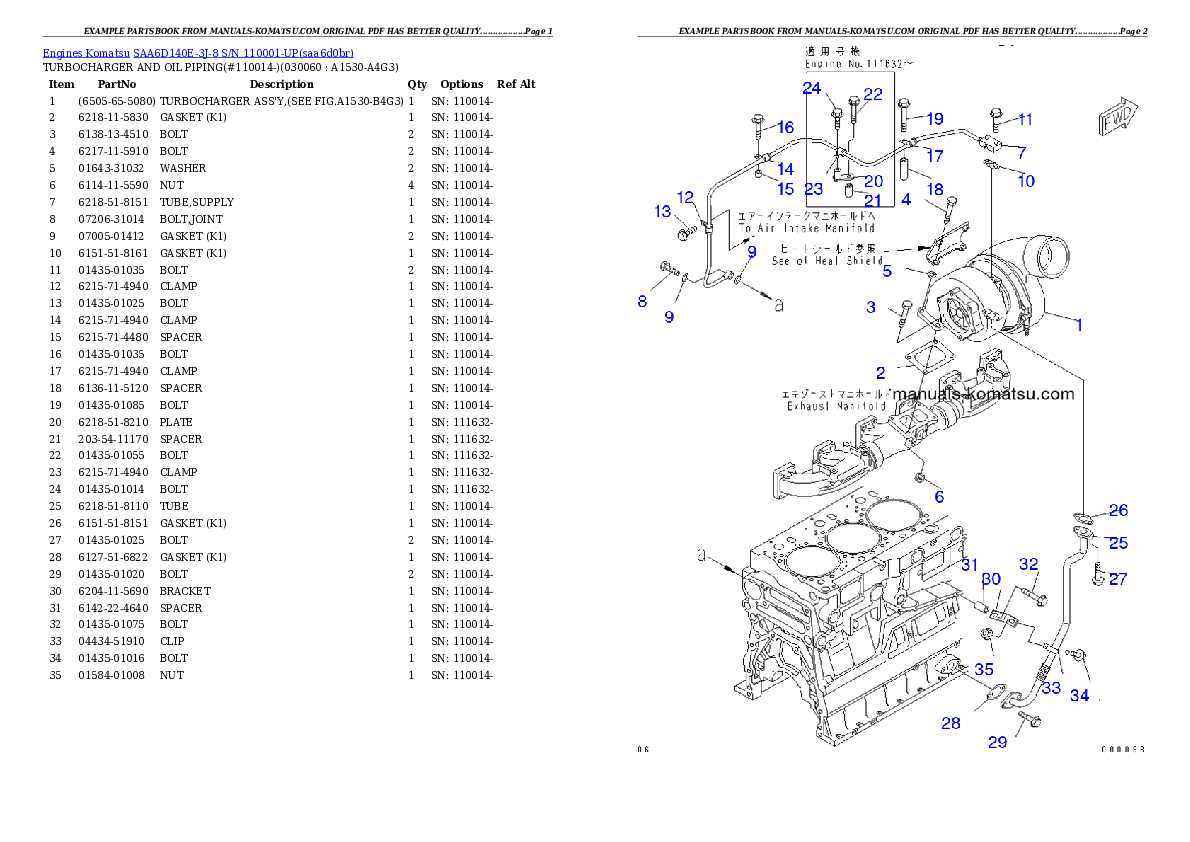 Protected: SAA6D140E-3J-8 S/N 110001-UP Partsbook