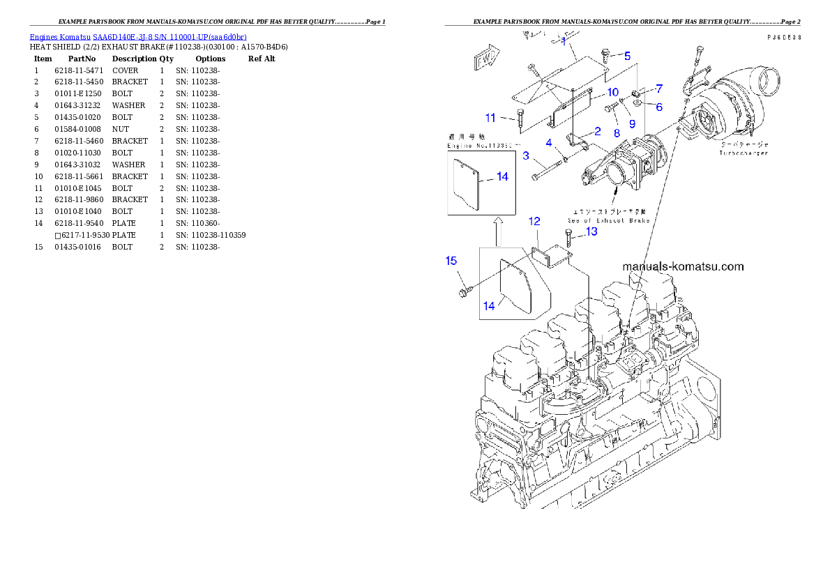 Protected: SAA6D140E-3J-8 S/N 110001-UP Partsbook