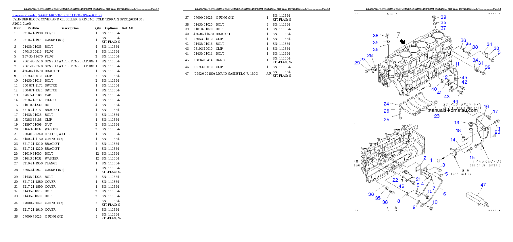 Protected: SAA6D140E-3J-1 S/N 111534-UP Partsbook