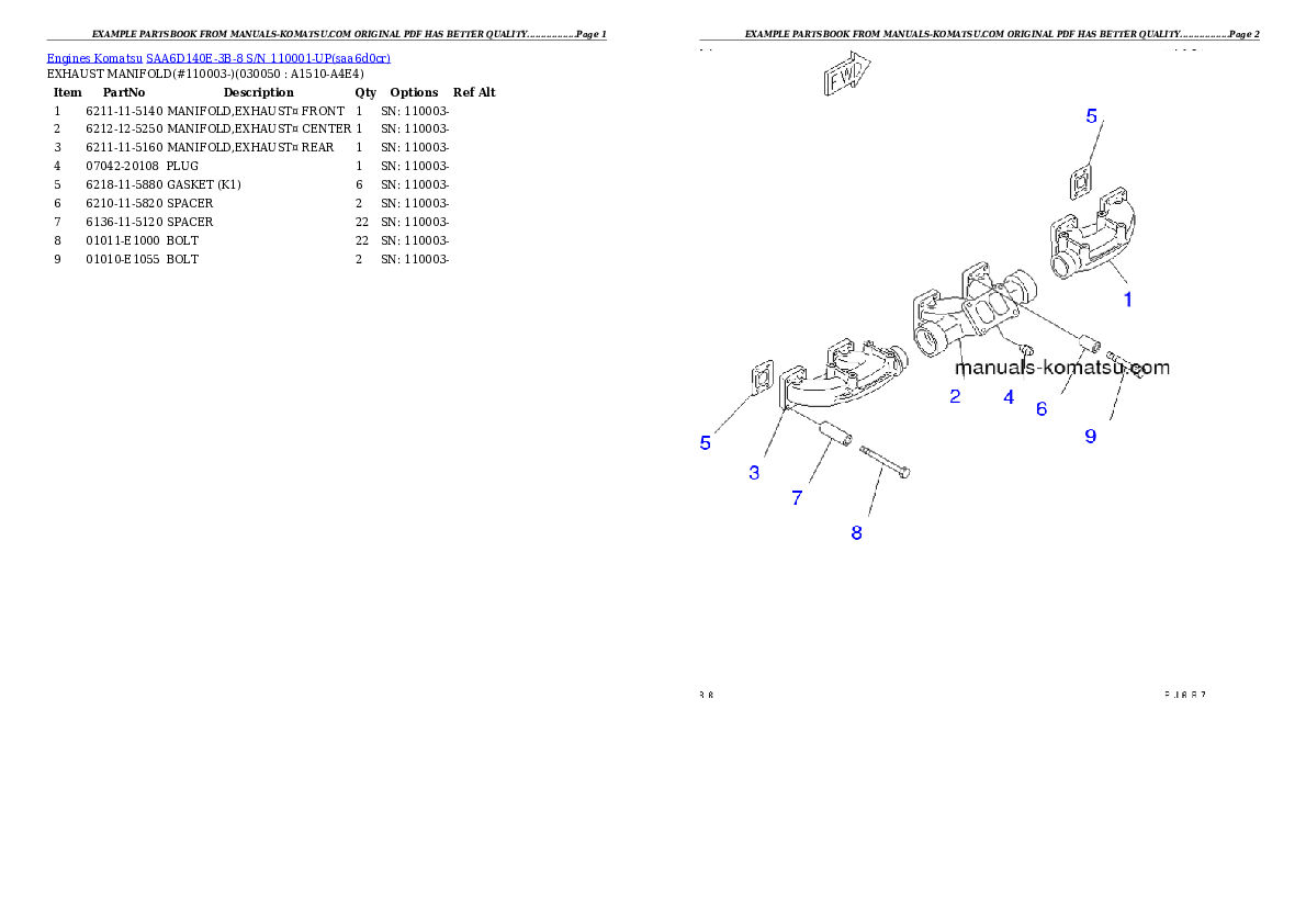 Protected: SAA6D140E-3B-8 S/N 110001-UP Partsbook