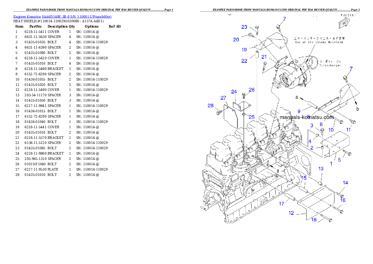 Protected: SAA6D140E-3B-8 S/N 110001-UP Partsbook