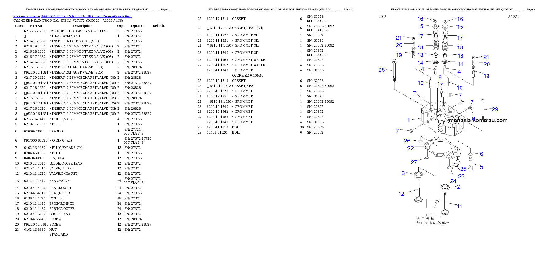 SAA6D140E-2D-8 S/N 22537-UP (Front Engine) Partsbook