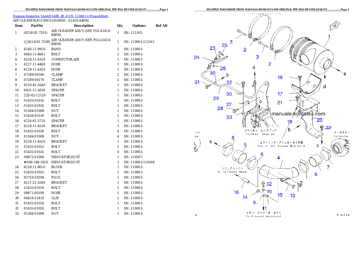 Protected: SAA6D140E-3E-8 S/N 110001-UP Partsbook