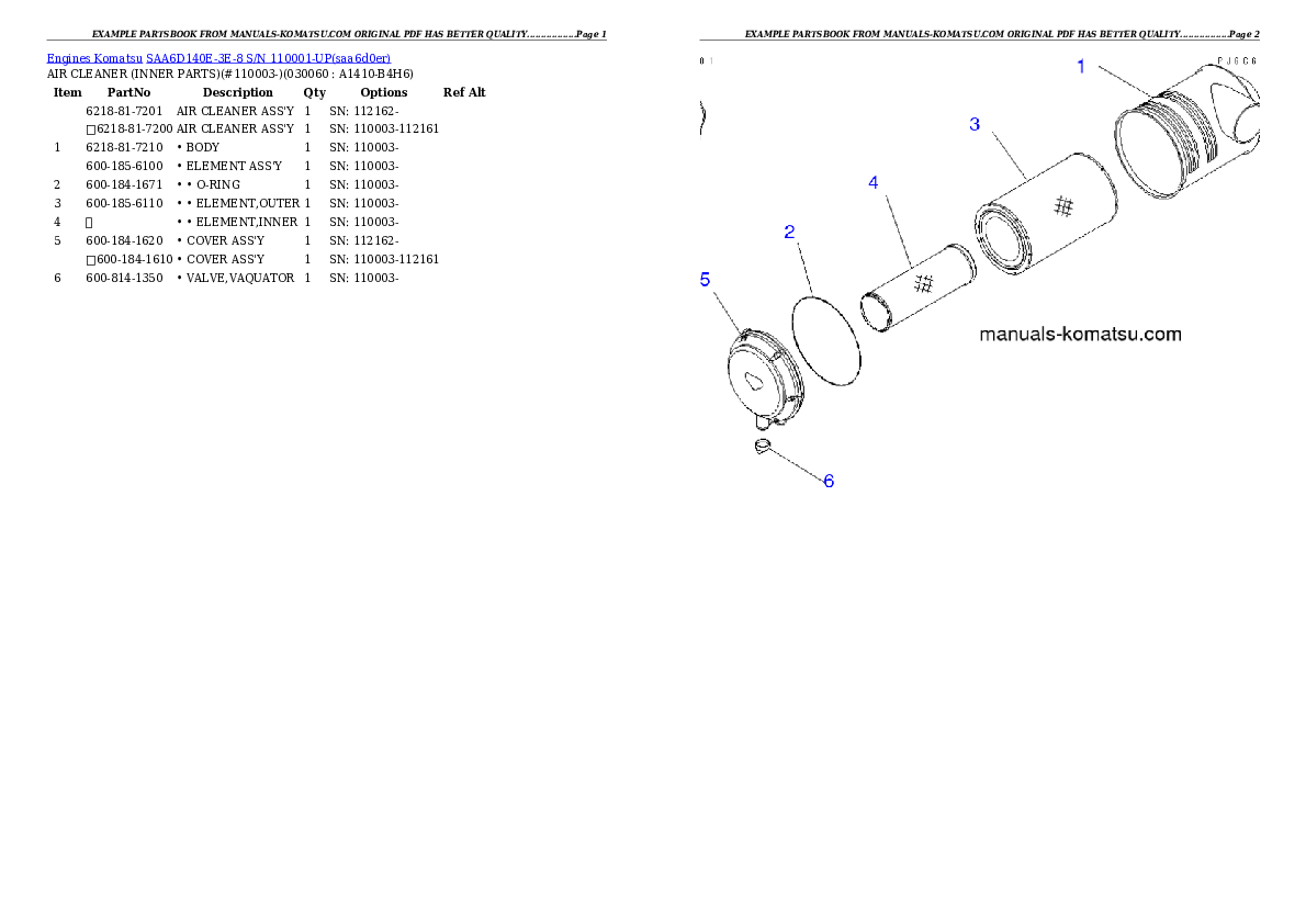 Protected: SAA6D140E-3E-8 S/N 110001-UP Partsbook