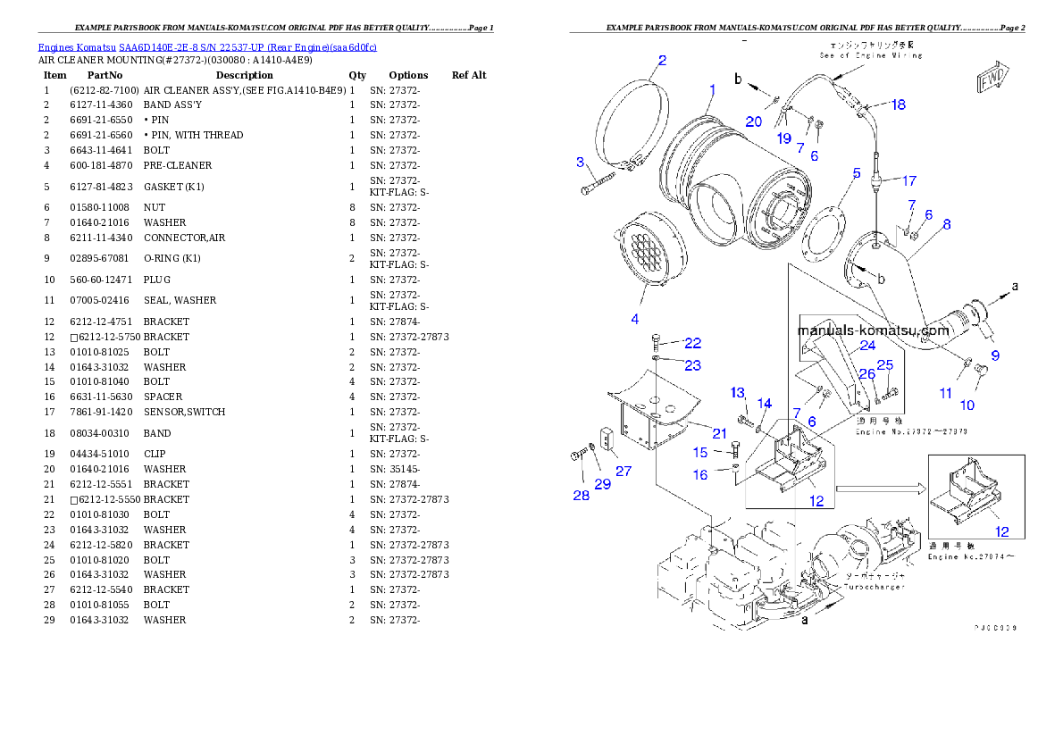 Protected: SAA6D140E-2E-8 S/N 22537-UP (Rear Engine) Partsbook