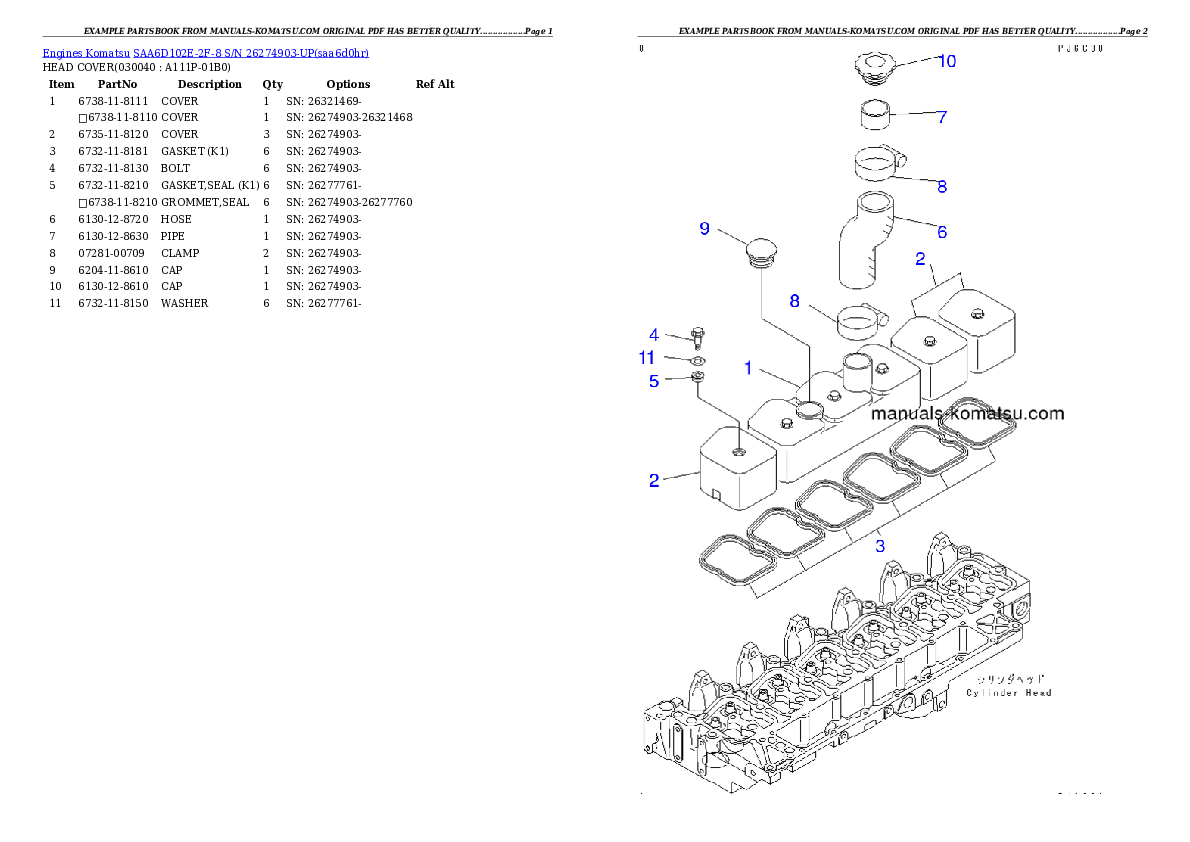 Protected: SAA6D102E-2F-8 S/N 26274903-UP Partsbook