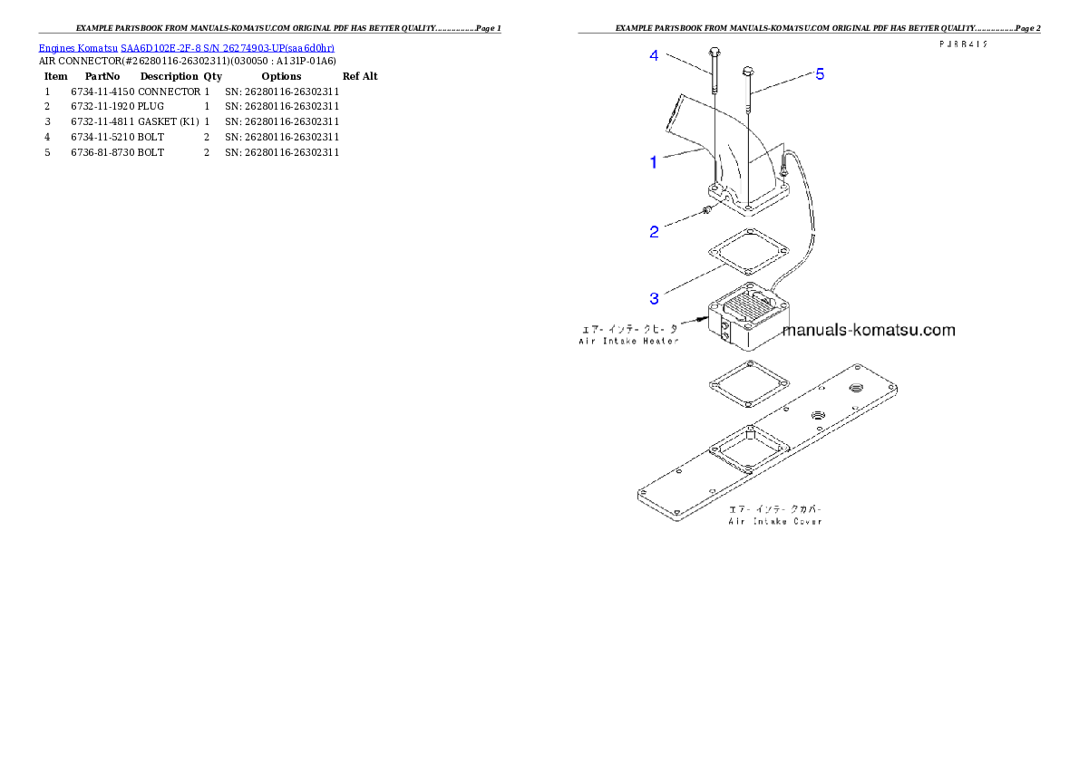 Protected: SAA6D102E-2F-8 S/N 26274903-UP Partsbook
