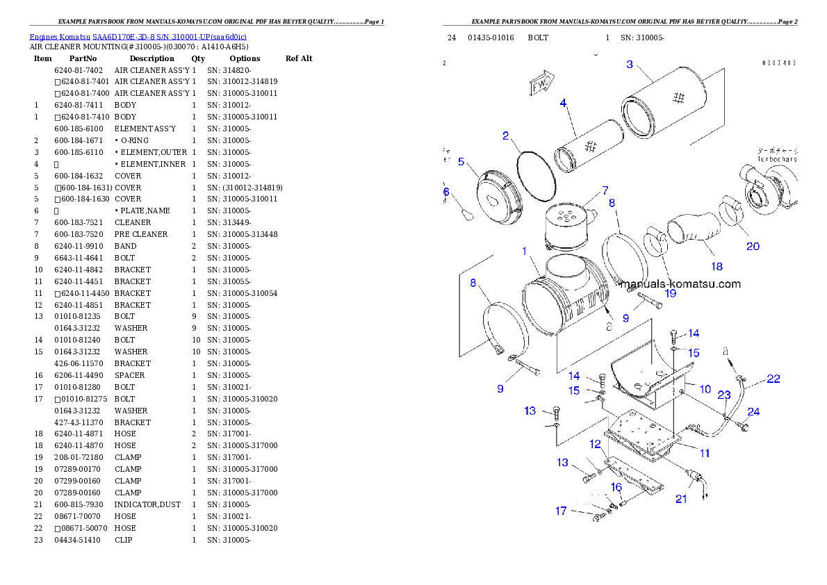 Protected: SAA6D170E-3D-8 S/N 310001-UP Partsbook