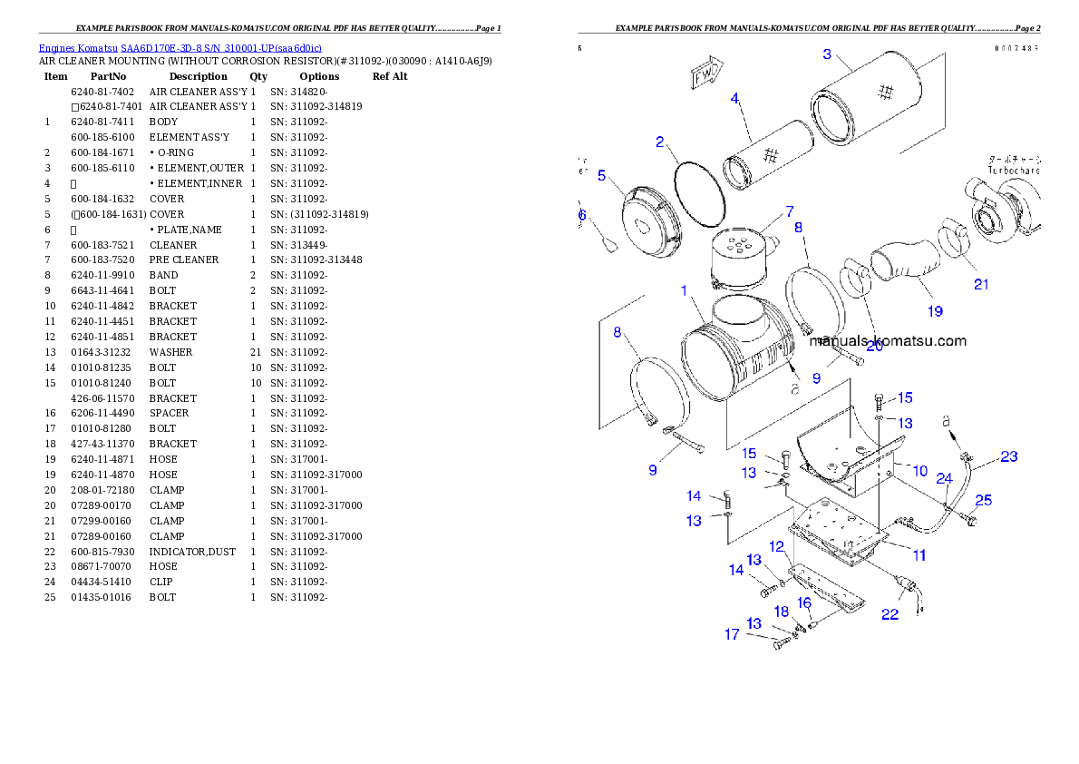 Protected: SAA6D170E-3D-8 S/N 310001-UP Partsbook